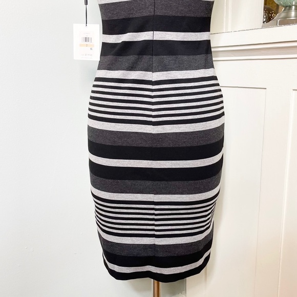 Calvin Klein Striped Sheath Dress Black & Gray Size 2 XS Nwt - Picture 8 of 11